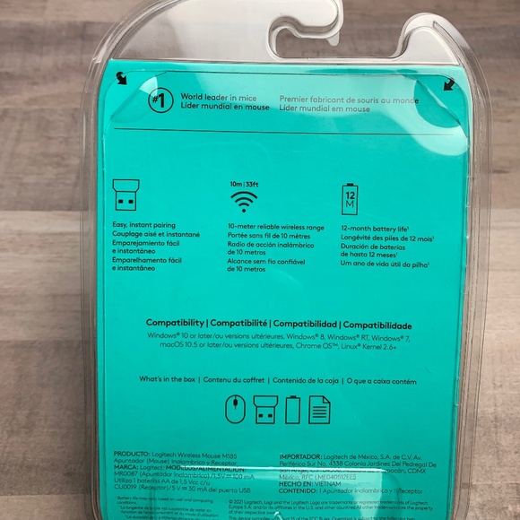 Logitech M185 Wireless Mouse, 2.4GHz with USB Mini Receive Blue - Picture 4 of 4